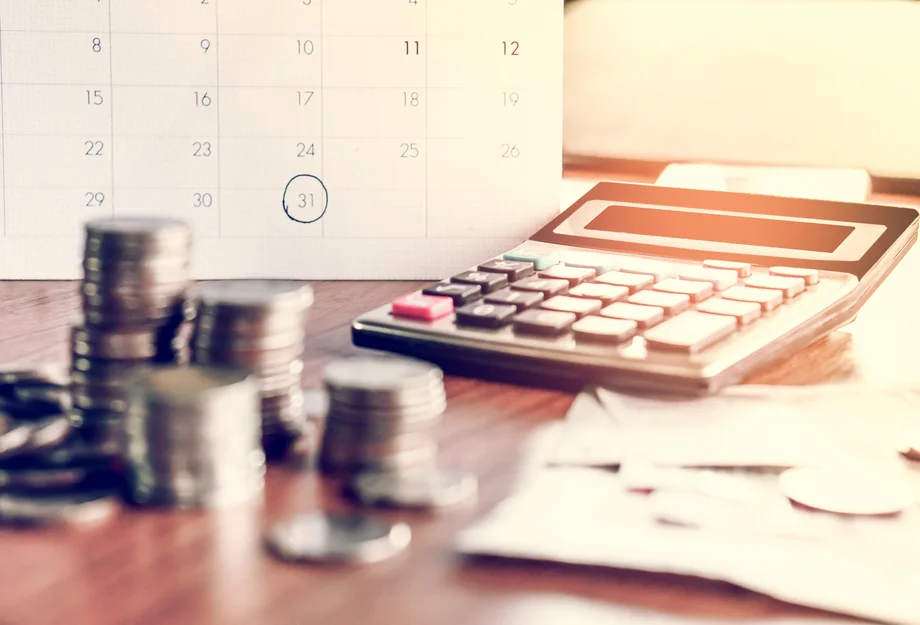 Zahlungsfristen Taschenrechner, Geld und Kalender