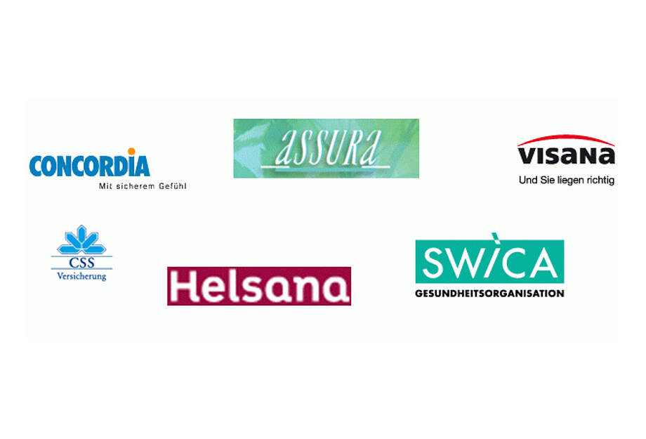 Logos von Schweizer Krankenkassen