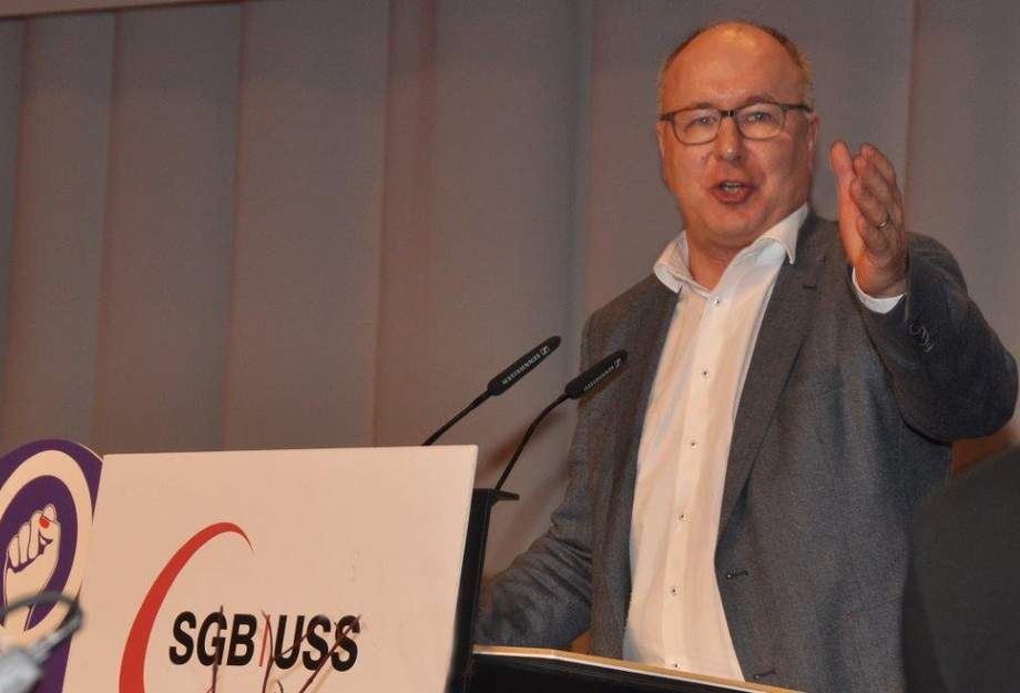 Pierre-Yves Maillard am SGB-Kongress, 4. Dezember 2018 am Rednerpult