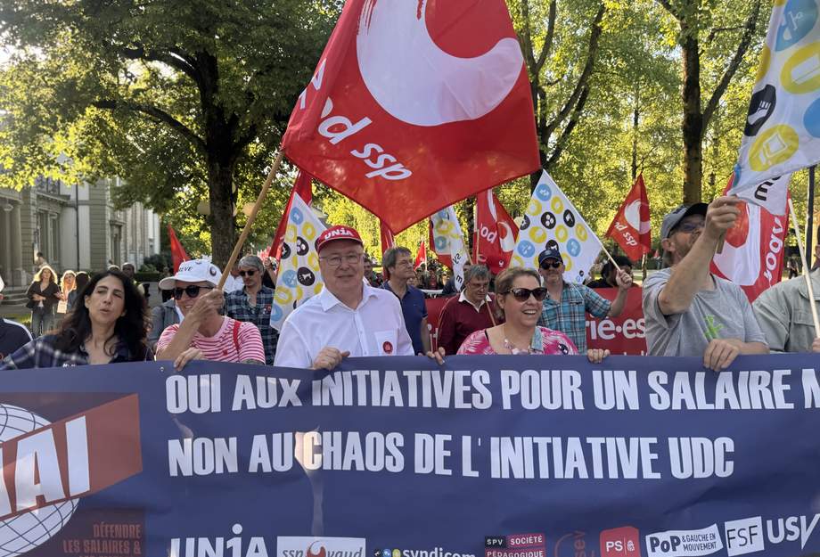 Manifestation à Lausanne avec Pierre-Yves Maillard