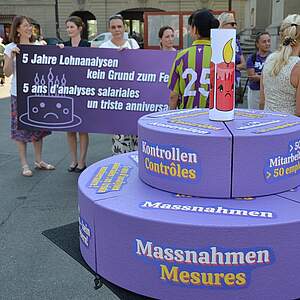 Foto der "Geburtstags-Torte" zum traurigen Jubiläum der Lohngleichheits-Analysen