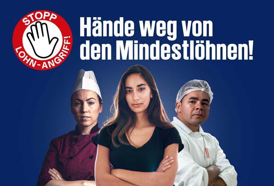 Kampagnenmotiv: Hände weg von den Mindestlöhnen