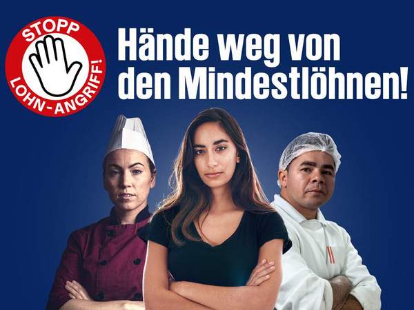 Kampagnenmotiv: Hände weg von den Mindestlöhnen