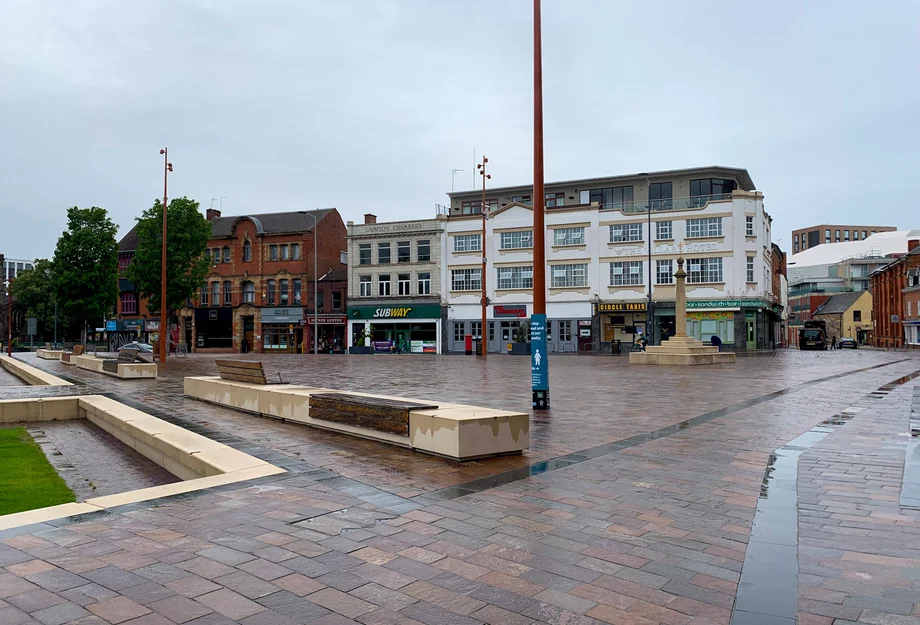 Lockdown in Leicester Lockdown: leere Innenstadt Leicester im Juli 2020