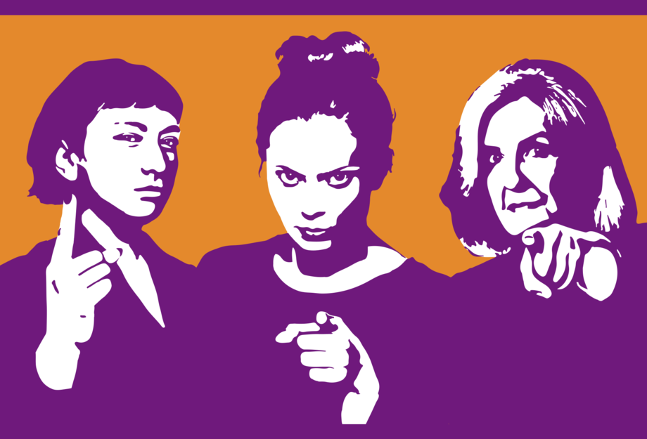 14. Juni - Motiv mit den drei Frauenstreik-Frauen