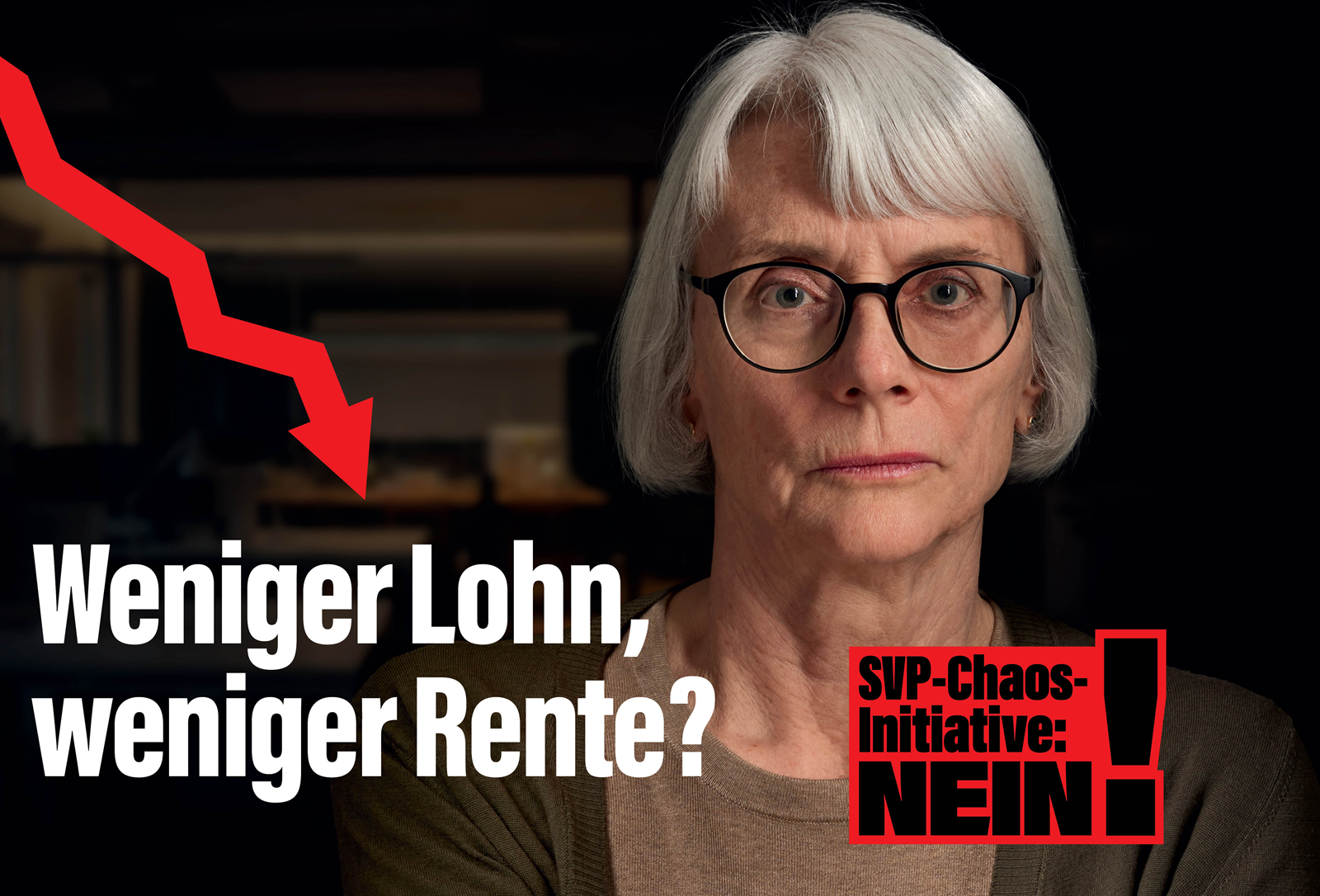 Eine Frau, der sagt: "Weniger Lohn, weniger Rente? Nein zur Chaos-Initiative der SVP"